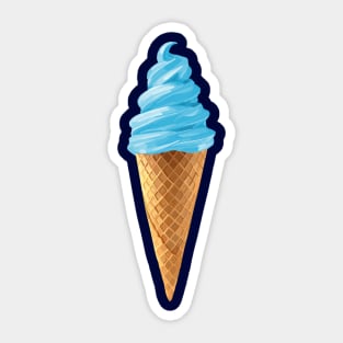 Pastel Blue Soft Serve Ice Cream Cone Sticker